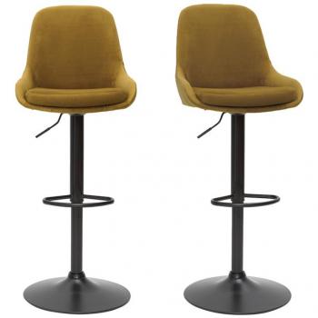 Set de 2 taburetes de cocina regulables de diseño en terciopelo bronce HOLO