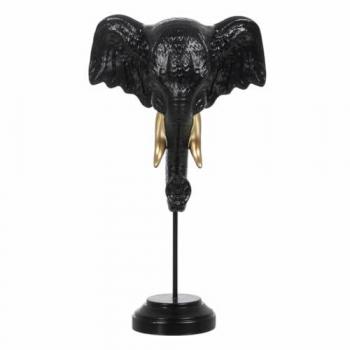 Figura Decorativa Elefante Negro Dorado 20,5 x 14,3 x 35,5 cm