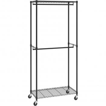 Perchero Vevor de alta resistencia para colgar ropa, ajustable de 28-38 pulgadas, tubo de acero grueso de 1 de diámetro, soporta hasta 300 libras, con 4 ruedas y 2