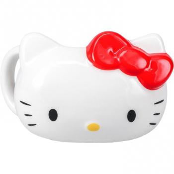 Taza 3D Hello Kitty con diseño en forma de cabeza de Hello Kitty, fabricada en cerámica, capacidad de 300 ml, apta para microondas y lavavajillas, ideal para coleccionistas y amantes del personaje