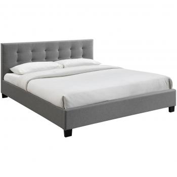 Cama 180 x 200 tela gris acolchada Marquise