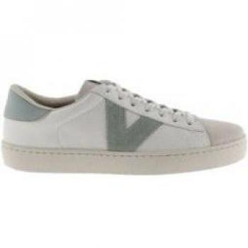 Victoria - Zapatillas Deportivas Berlin Unisex de Piel Blanca con Detalles de Color y Puntera de Serraje