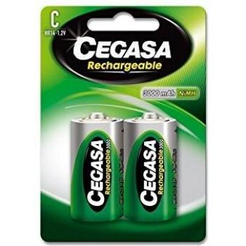 CEGASA Rechargeable - Pack 2 Pilas HR14, Color Verde