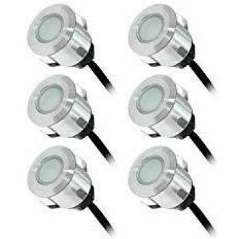 Kit LED Spot Terraza 0,6W 12V Azul Redondo IP65 - Blanco Día 6000K