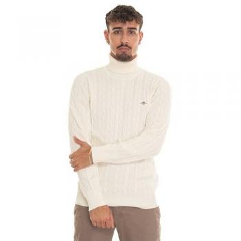 Jersey de Punto de Ochos Beige para Hombre con Cuello de Cisne Gant - Talla XL