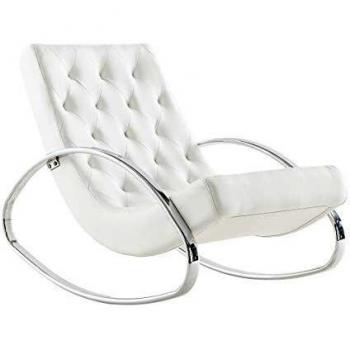 Miliboo - Sillón mecedora moderno blanco modelo Chesty