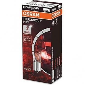 Bombilla halógena OSRAM Truckstar Pro R5W, 24V, 5W, lámpara de señal para camión, caja plegable (10 lámparas)