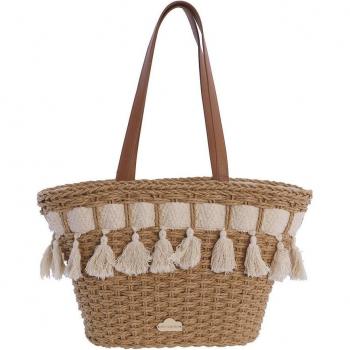 Bolso capazo de playa Mariana color natural con cremallera
