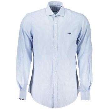 Chic Light Blue Organic Cotton Shirt - XL, Harmont & Blaine, Casual Shirts, male, Blue, Size: XL, Cotton Narrow Fit Shirt with French Collar and Contrast Details
