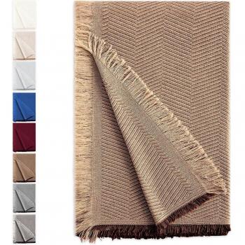 Plaid Multiusos Espiga Marrón de EIFFEL TEXTILE - Ideal para Sofás, Camas y Chaise Longue