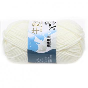rongwen Suave Suave Leche de algodón Natural de la Mano de Tejer Lana de Lana Bola del Hilado del bebé Craft-White