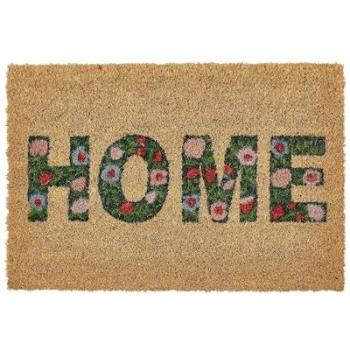 Felpudo moderno de interior 40 x 60 cm motivo texto reverso de PVC antideslizante fibra de coco natural Zambales