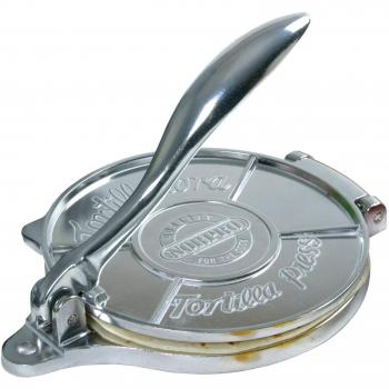 Norpro Tortilla Press - Sartén Redonda de Aluminio para Tortillas, 15,2 x 15,2 x 3,2 cm, Color Plateado