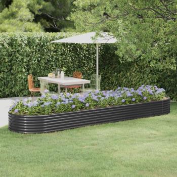 vidaXL Powder-Coated Steel Garden Raised Bed 396x100x36 cm Anthracite