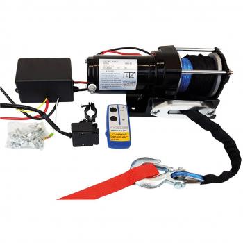 Cabrestante eléctrico Berger & Schröter 12V, fuerza de tracción 2722 kg, con mando a distancia inalámbrico y cuerda sintética de 12 m