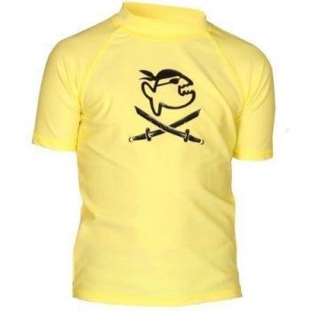 iQ-Company UV 300 Shirt Kids Jolly Fish - Camiseta con manga corta de natación para niños, color amarillo, talla 116 cm