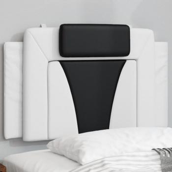 Cabecero de cama acolchado en cuero sintético blanco y negro de 80 cm