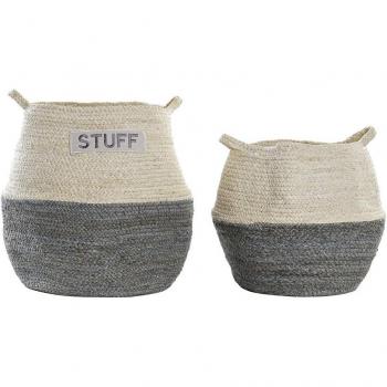 Pack 2 cestas fibra maíz DKD Home Decor