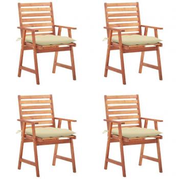 Outdoor Dining Chairs Set of 4 with Cushions Solid Acacia Wood