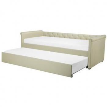 Cama nido tapizada beige 80x200 cm con somier y cabecero acolchado para niños Libourne