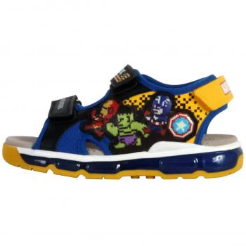 Sandalias de Niño GEOX J450QC 014CE JS ANDROID B C0245 BLACK-ROYAL, características: diseño negro con detalles en azul royal, material transpirable, suela antideslizante, cierre ajustable para mayor