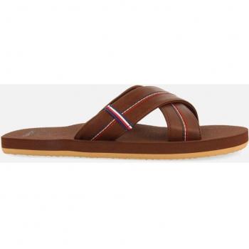 CHANCLAS MARRONES CON PALA CRUZADA Y DETALLES DE COLORES PARA HOMBRE ELKTON
