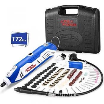 Mini Amoladora APEXFORGE Amoladora Eléctrica con 172 más 4 Accesorios, Herramienta Rotativa Multifunción con 6 Velocidades Ajustables 10000-35000rpm,Apto para Bricolaje y Artesanía-PRT6