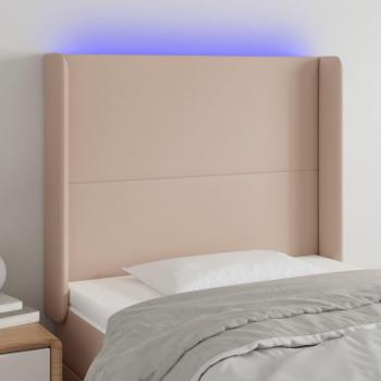 Cabecero con LED de cuero sintético capuchino 103x16x118/128cm