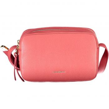 Coccinelle Elegant Pink Leather Shoulder Bag with Logo, Two Compartments, Cross Body Bags, Female, Size: ONE SIZE