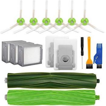 morpilot Kit de Accesorios Compatible con Roomba i7 i7+ / Plus E5 E6 E7, Recambios con 6 Cepillos Laterales, 3 Filtros, 2 Rodillos Centrales, 2 Bolsas de Polvo