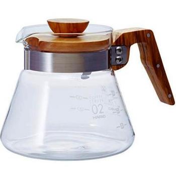 Servidor de Café HARIO 600 ml de Madera de Olivo, Translúcido