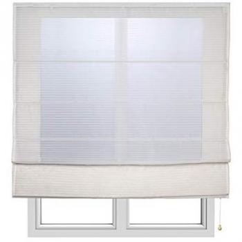 Estor Plegable Translúcido con Varillas Rayas Blancas 105 x 175 cm para Ventanas y Puertas