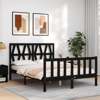 Cabecero de cama negro de madera maciza 140x190 cm