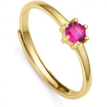 Anillo Viceroy Clásica de plata bañada en oro y circonita roja