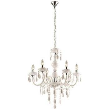 Lámpara colgante Cuimbra I, cromo, acrílico blanco, 6 luces E14, Ø 67 cm