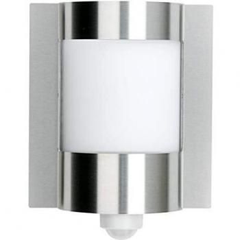Aplique de exterior Albert RVS 437 con detector de movimiento, IP44, E27 max. 57W, acero inoxidable y opal