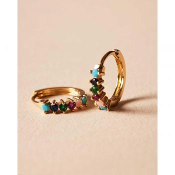 Pendientes Aro Lobe Tutti Frutti con Detalle en Piedra Multicolor