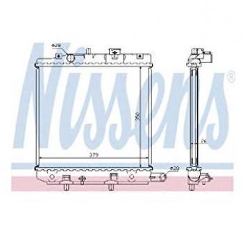 Radiador de refrigeración del motor NISSENS 62455A, Aluminio, 350 mm, 379 mm, 26 Aletas soldadas
