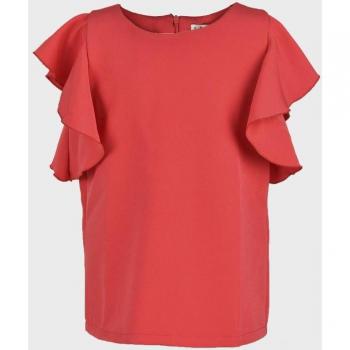 Blusa de niña de manga en sisa con cierre de cremallera color coral La Ormiga 1122163201