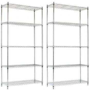 Pack 2 Estanterías Metálicas Ajustables con 5 Baldas - Capacidad 400Kg, Dimensiones 182.8x91.4x35.5cm Thinia Home