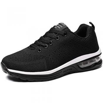 GAXmi Zapatillas Deportivas Mujer Zapatos de Malla Transpirables y Ligeros con Cordones y Cojín de Aire para Running Fitness Negro 39 EU