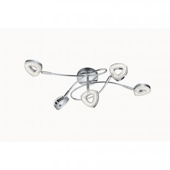 Plafoniera Moderna LED Cromada con 5 Focos en Difusor Triangular - 54 cm