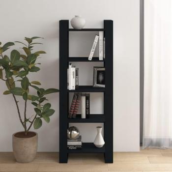 Librería/partición negra de madera maciza 60x35x160 cm