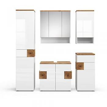 Conjunto de muebles de baño Eden, Blanco, 5 piezas, moderno y funcional