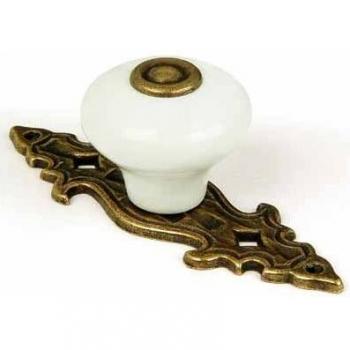 POMO PLACA PORCELANA BLANCO CUERO