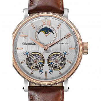 Reloj Hombre Ingersoll 1892 I09602 - Movimiento automático, caja de acero inoxidable, cristal mineral, resistencia al agua hasta 50 metros, esfera negra con detalles plateados, correa de cuero genuino