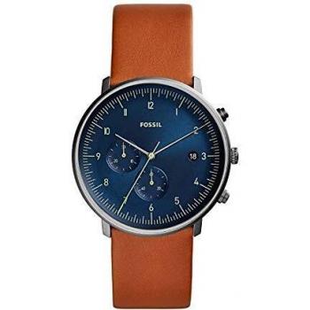 Fossil Mens Chronograph Quartz Watch with Leather Strap FS5486