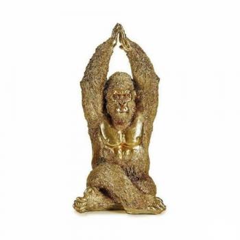 Figura Decorativa Yoga Gorila Dorado 17 x 36 x 19,5 cm (4 Unidades)