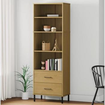 Librería OSLO de Madera Maciza con 2 Cajones Marrón 60x35x180 cm