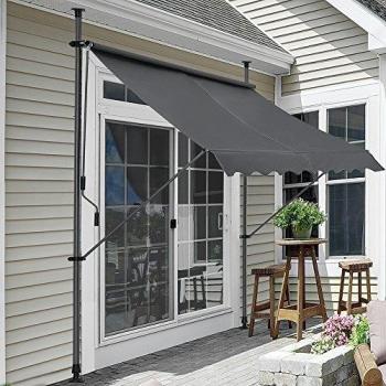 Toldo Articulado Enrollable Pro.tec - Armazón de Acero y Poliéster - 200 x 120 x 220-309 cm - Color Gris